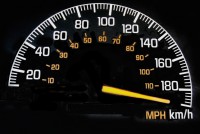Speedometer showing excessive speed.