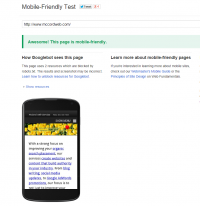 Screen Shot Showing the Results of the Google Mobile Friendly Testing Tool