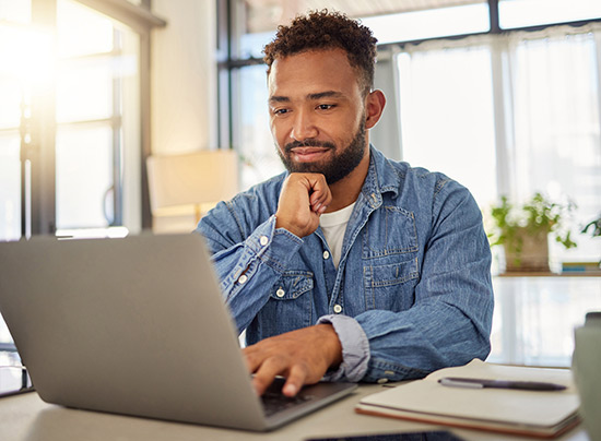 Man reading inbound marketing articles on your website.