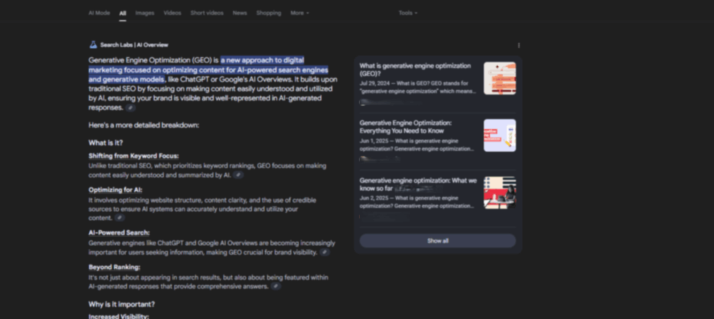 How Google’s Roll Out of AI Search Mode Impacts SEO (GEO)